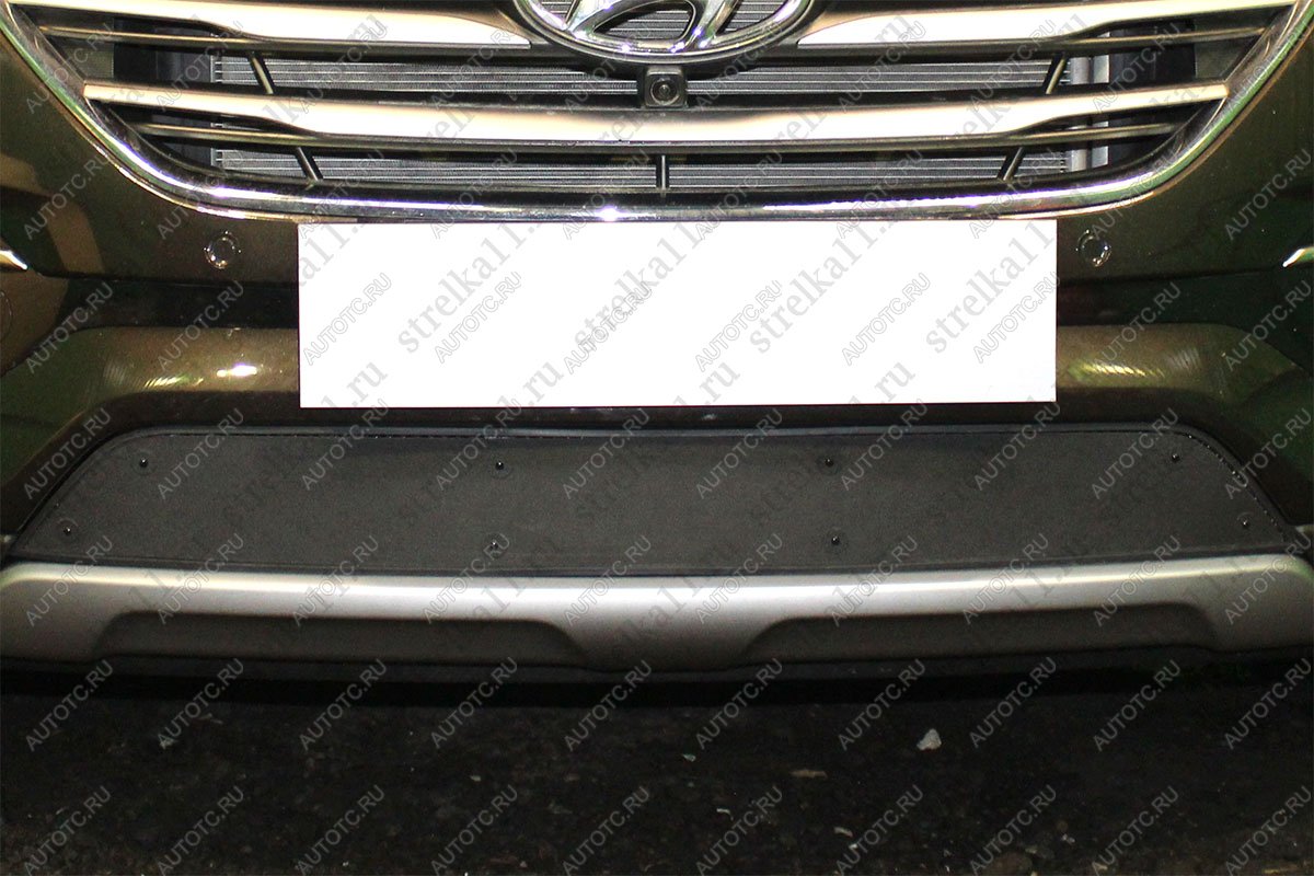 759 р. Зимняя заглушка решетки радиатора Стрелка11 Hyundai Santa Fe DM рестайлинг (2015-2019) (черная)  с доставкой в г. Вологда