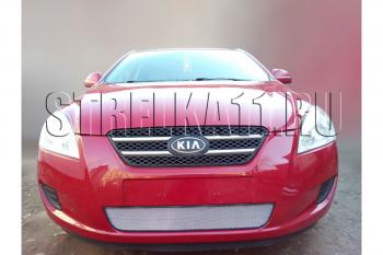 759 р. Зимняя заглушка решетки радиатора Стрелка11 KIA Ceed 1 ED дорестайлинг, хэтчбэк 5 дв. (2006-2010) (черная)  с доставкой в г. Вологда. Увеличить фотографию 2