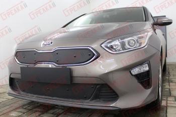 759 р. Зимняя заглушка решетки радиатора (верх) Стрелка11  KIA Ceed  3 CD (2018-2025) универсал, хэтчбэк (черная)  с доставкой в г. Вологда. Увеличить фотографию 2