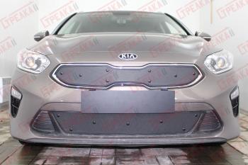 759 р. Зимняя заглушка решетки радиатора (низ с датчиком ACC) Стрелка11  KIA Ceed  3 CD (2018-2025) универсал, хэтчбэк (черная)  с доставкой в г. Вологда. Увеличить фотографию 2
