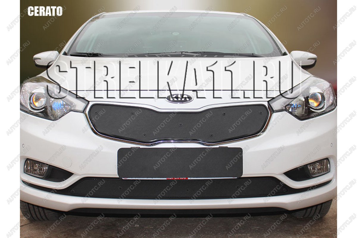 759 р. Зимняя заглушка решетки радиатора (верх) Стрелка11  KIA Cerato  3 YD (2013-2016) дорестайлинг седан (черная)  с доставкой в г. Вологда