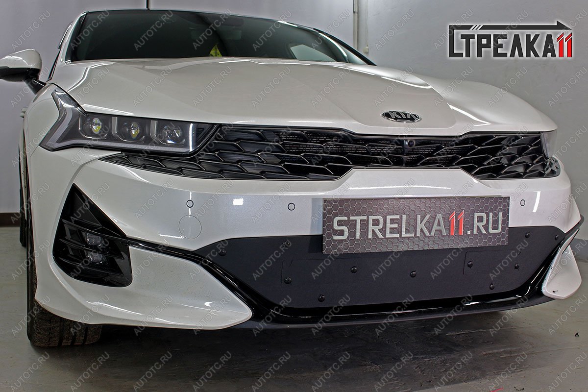 759 р. Зимняя заглушка решетки радиатора (GT-Line) (низ) Стрелка11  KIA K5  DL (2019-2022) (черная)  с доставкой в г. Вологда