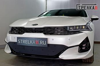 759 р. Зимняя заглушка решетки радиатора (GT-Line) (низ) Стрелка11  KIA K5  DL (2019-2022) (черная)  с доставкой в г. Вологда. Увеличить фотографию 2