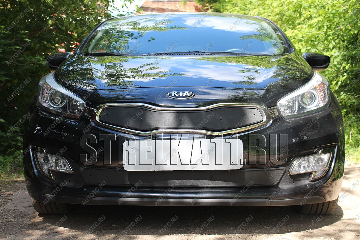 759 р. Зимняя заглушка решетки радиатора (верх) Стрелка11  KIA ProCeed  2 JD хэтчбэк 3 дв. (2012-2015) дорестайлинг (черная)  с доставкой в г. Вологда