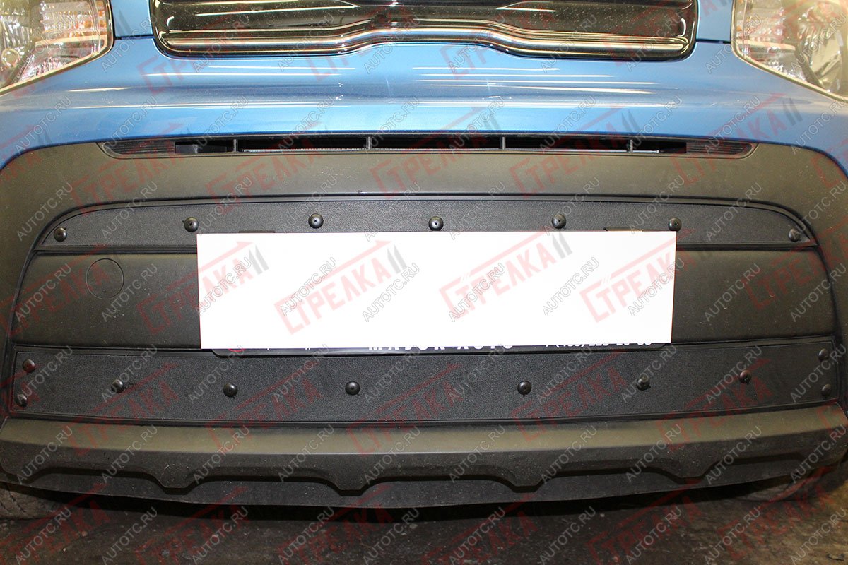 1 099 р. Зимняя заглушка решетки радиатора (2 части) Стрелка11   KIA Soul  PS (2017-2019) рестайлинг (черная)  с доставкой в г. Вологда