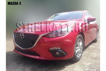 759 р. Зимняя заглушка решетки радиатора (верх) Стрелка11 Mazda 3/Axela BM дорестайлинг седан (2013-2016) (черная)  с доставкой в г. Вологда. Увеличить фотографию 3