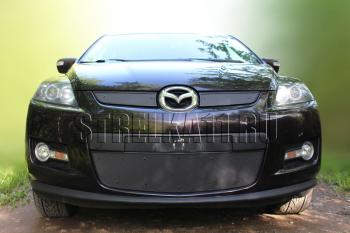 Зимняя заглушка решетки радиатора (низ) Стрелка11 Mazda CX-7 ER дорестайлинг (2006-2010) (черная)