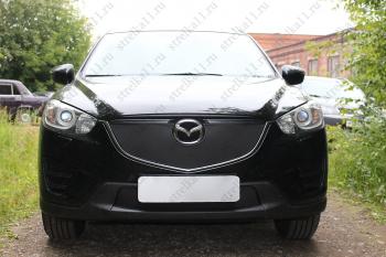 Зимняя заглушка решетки радиатора (низ) Стрелка11 Mazda CX-5 KE рестайлинг (2015-2017) (черная)