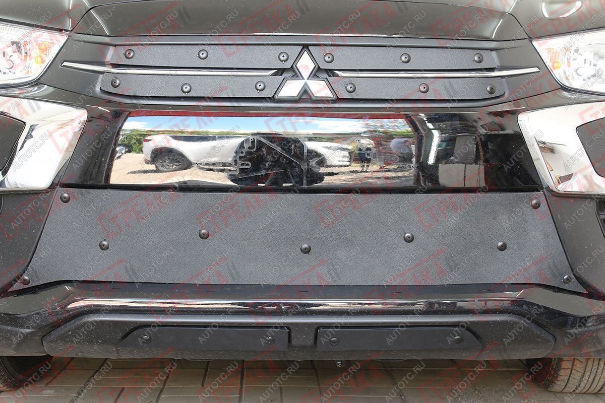 759 р. Зимняя заглушка решетки радиатора (верх, 4 части) Стрелка11 Mitsubishi ASX 2-ой рестайлинг (2017-2020) (черная)  с доставкой в г. Вологда