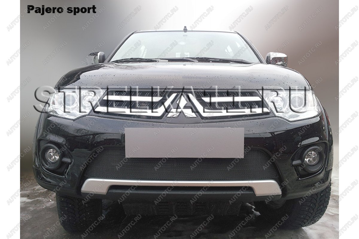 759 р. Зимняя заглушка решетки радиатора (Калуга) Стрелка11 Mitsubishi L200 4  рестайлинг (2013-2016) (черная)  с доставкой в г. Вологда