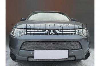 759 р. Зимняя заглушка решетки радиатора (низ) Стрелка11 Mitsubishi Outlander GF дорестайлинг (2012-2014) (черная)  с доставкой в г. Вологда. Увеличить фотографию 2