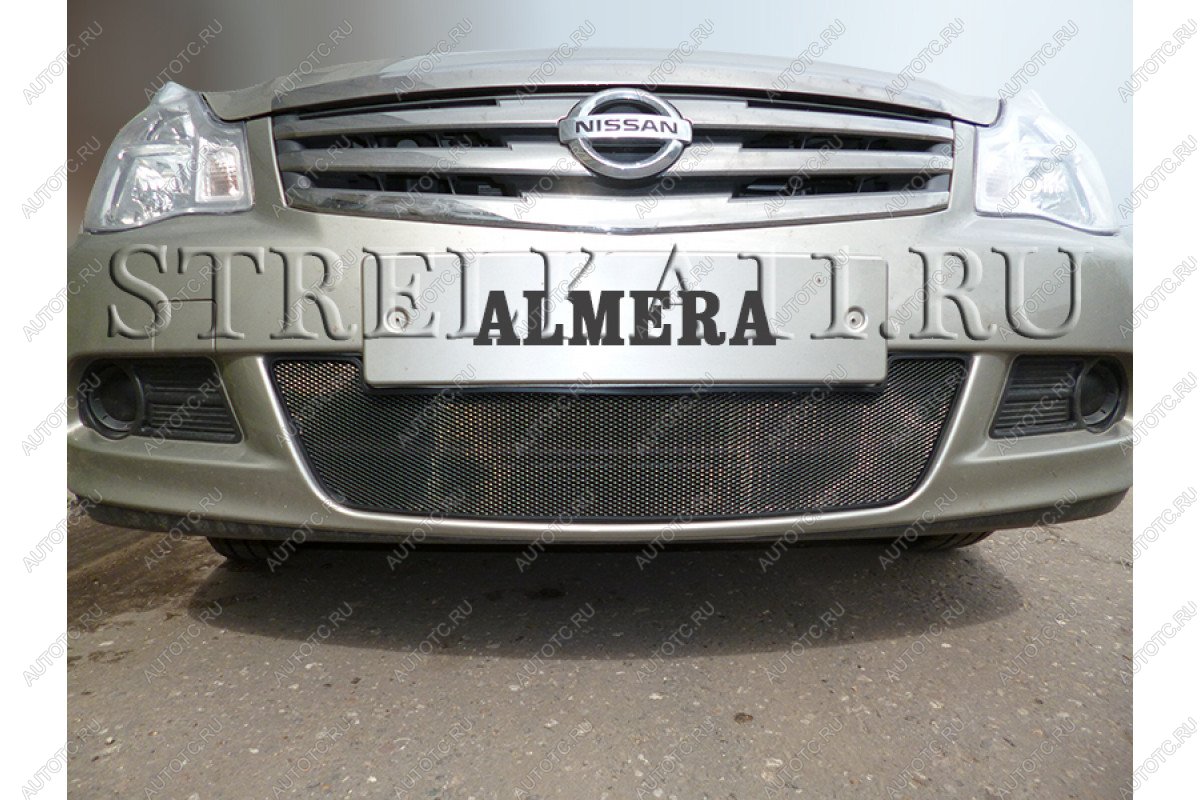 759 р. Зимняя заглушка решетки радиатора Стрелка11 Nissan Almera G15 седан (2012-2019) (черная)  с доставкой в г. Вологда