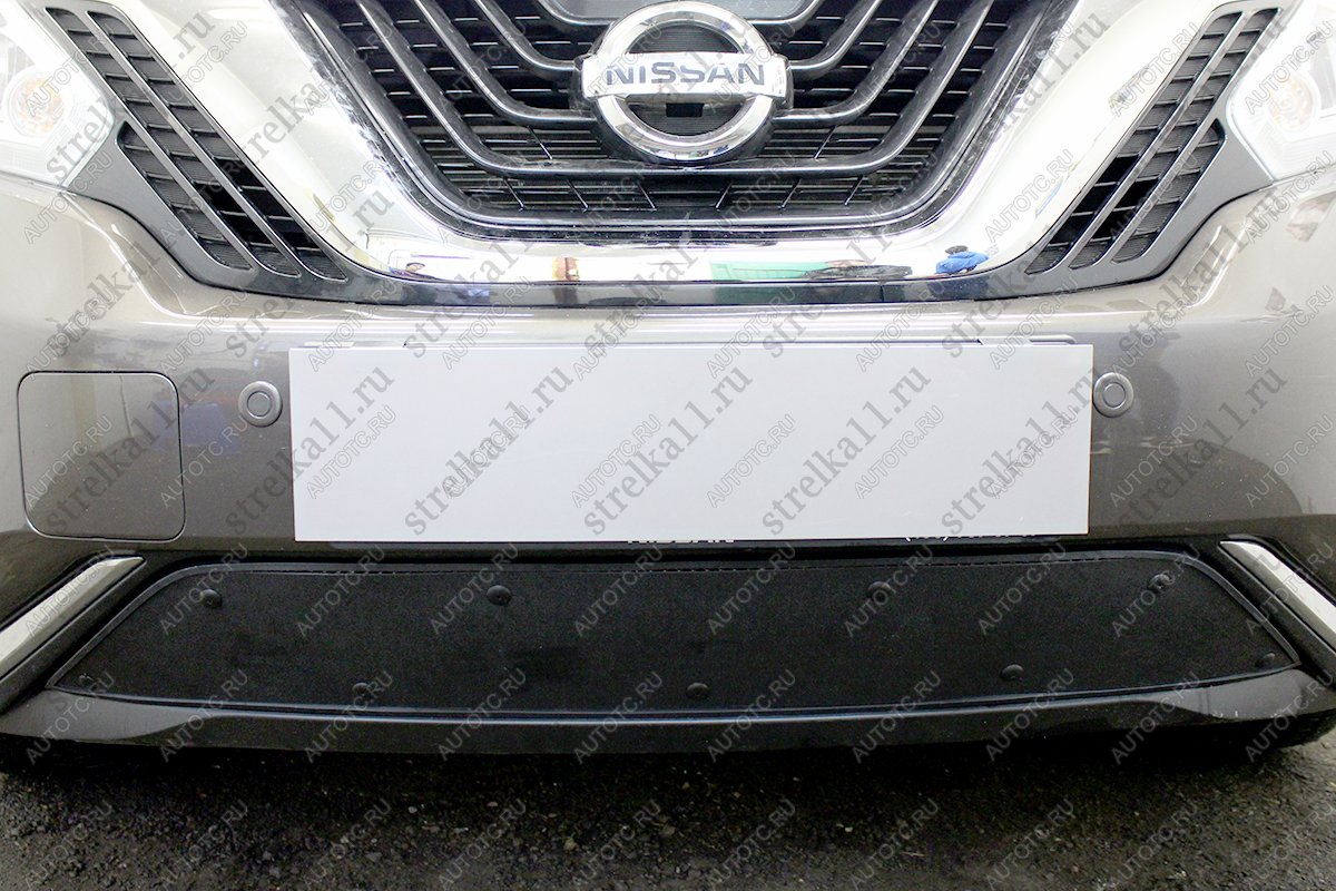 759 р. Зимняя заглушка решетки радиатора Стрелка11 Nissan Murano 3 Z52 дорестайлинг (2015-2022) (черная)  с доставкой в г. Вологда