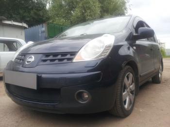 759 р. Зимняя заглушка решетки радиатора Стрелка11 Nissan Note 1 E11 дорестайлинг (2004-2008) (черная)  с доставкой в г. Вологда. Увеличить фотографию 2