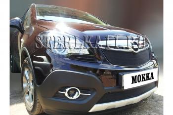 Зимняя заглушка решетки радиатора (верх) Стрелка11 Opel Mokka (2012-2016)  дорестайлинг (черная)