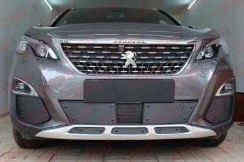 Зимняя заглушка решетки радиатора (боковые) Стрелка11 Peugeot 3008  2 (2016-2025) (черные)