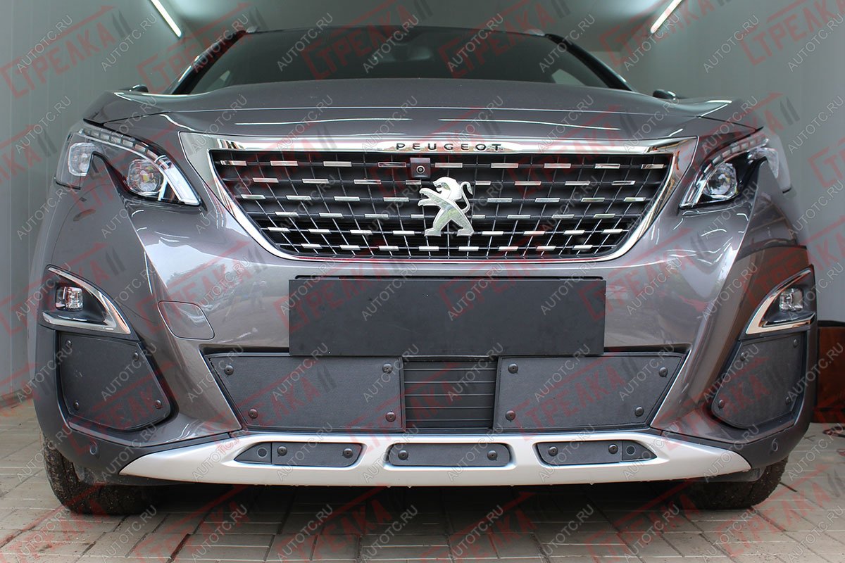759 р. Зимняя заглушка решетки радиатора (боковые) Стрелка11  Peugeot 3008  2 (2016-2025) (черные)  с доставкой в г. Вологда