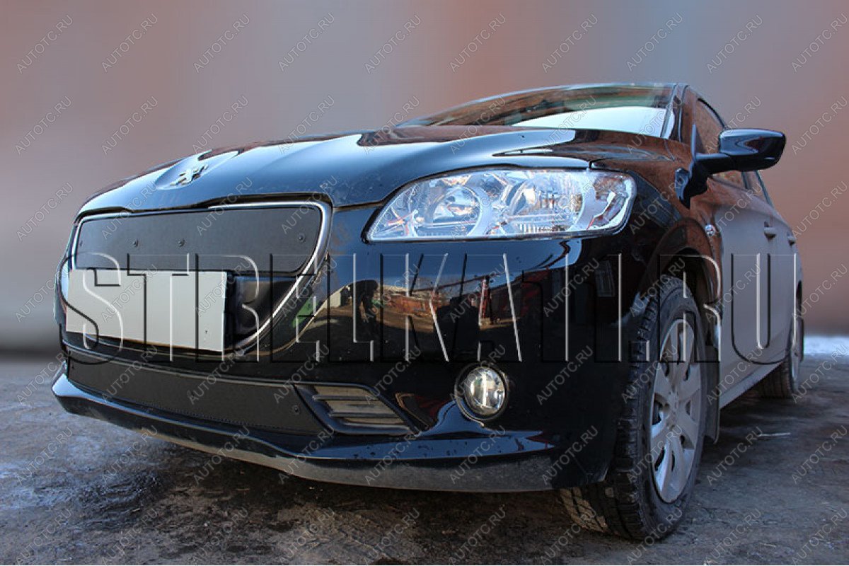 759 р. Зимняя заглушка решетки радиатора (низ) Стрелка11 Peugeot 301 (2012-2017) (черная)  с доставкой в г. Вологда