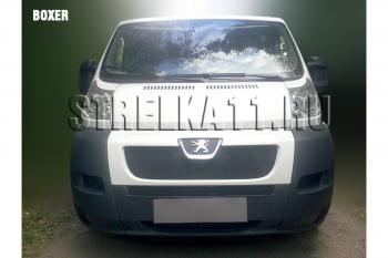 759 р. Зимняя заглушка решетки радиатора (середина) Стрелка11  Peugeot Boxer  250 (2006-2014) (черная)  с доставкой в г. Вологда. Увеличить фотографию 3