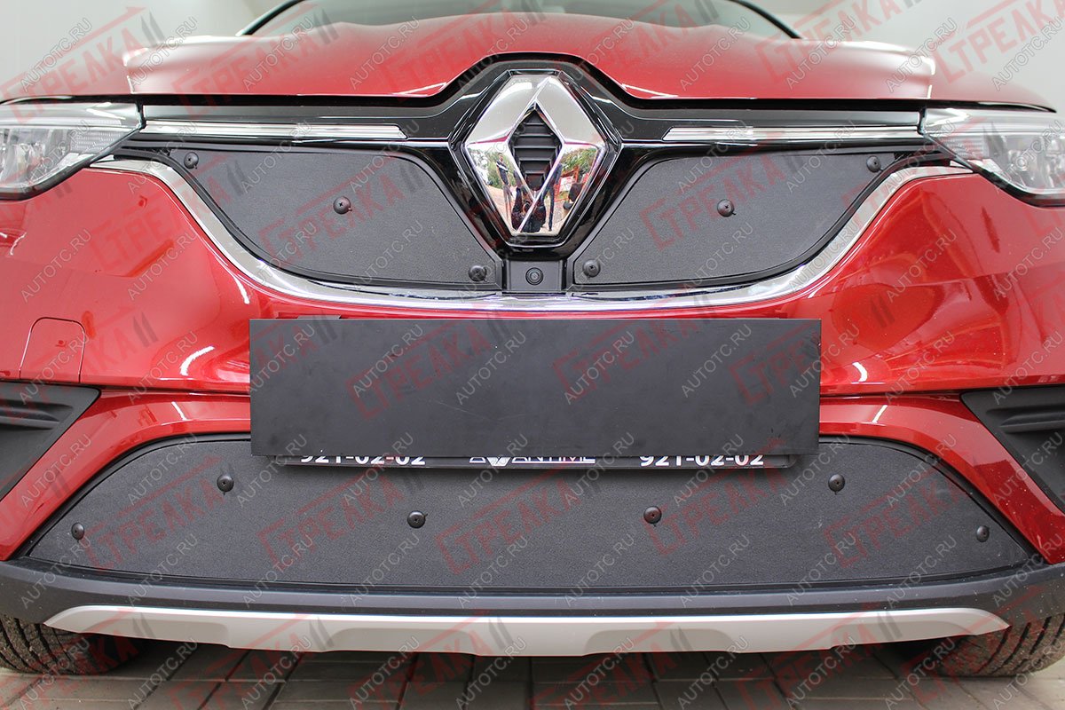 1 099 р. Зимняя заглушка решетки радиатора (верх, 2 части) Стрелка11 Renault Arkana (2019-2025) (черная)  с доставкой в г. Вологда