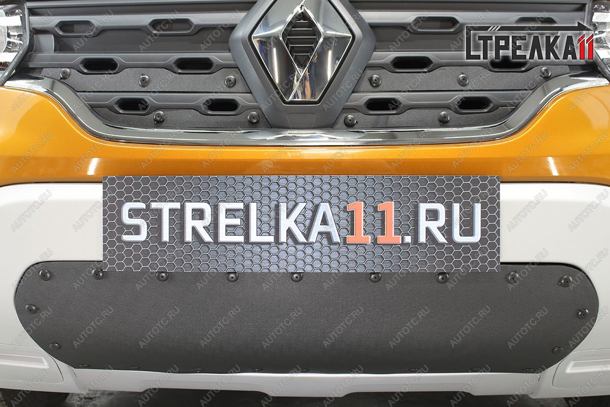 1 099 р. Зимняя заглушка решетки радиатора (низ) Стрелка11 Renault Duster HM рестайлинг (2021-2024) (черная)  с доставкой в г. Вологда
