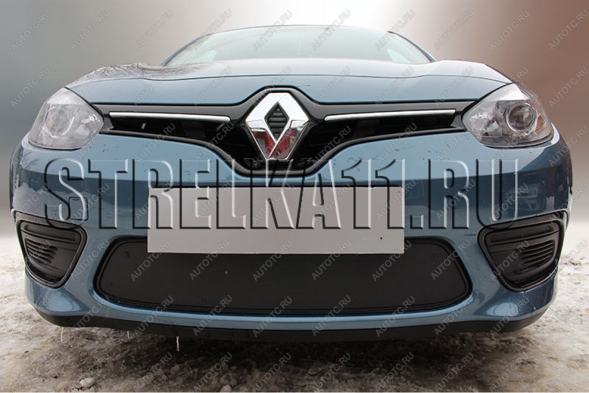 759 р. Зимняя заглушка решетки радиатора (верх, 2 детали) Стрелка11 Renault Fluence рестайлинг (2012-2016) (черная)  с доставкой в г. Вологда