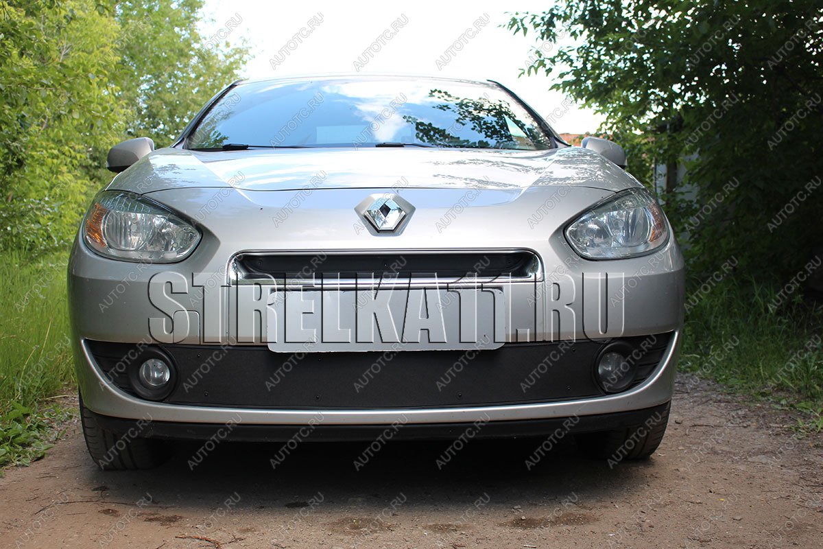 759 р. Зимняя заглушка решетки радиатора (верх) Стрелка11  Renault Fluence (2010-2012) дорестайлинг (черная)  с доставкой в г. Вологда
