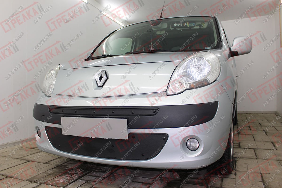 759 р. Зимняя заглушка решетки радиатора (низ) Стрелка11 Renault Kangoo KW0 дорестайлинг (2008-2013) (черная)  с доставкой в г. Вологда