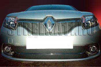 Зимняя заглушка решетки радиатора (Privilege, Luxe Privilege) (низ) Стрелка11 Renault Logan  2 (2014-2018) дорестайлинг (черная)