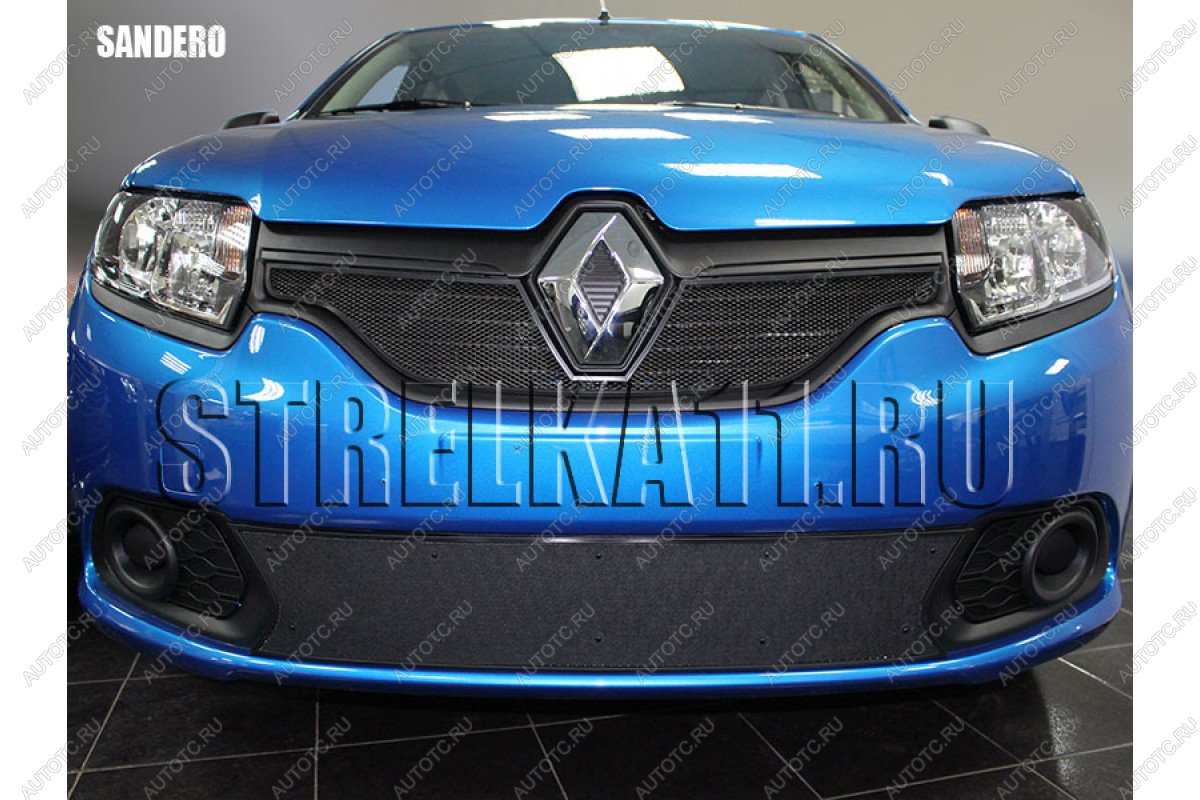 759 р. Зимняя заглушка решетки радиатора (низ) Стрелка11  Renault Sandero  (B8) (2014-2018) дорестайлинг (черная)  с доставкой в г. Вологда