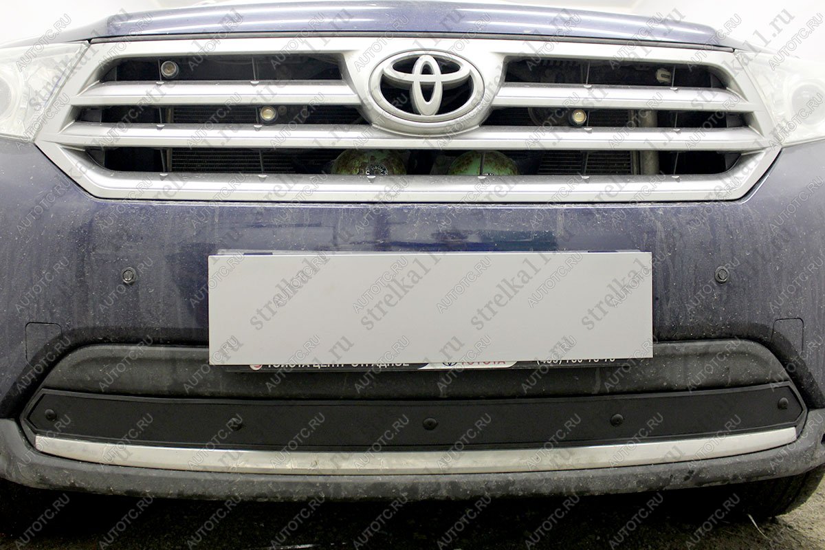 759 р. Зимняя заглушка решетки радиатора Стрелка11 Toyota Highlander XU40 рестайлинг (2010-2013) (черная)  с доставкой в г. Вологда