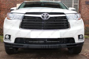 759 р. Зимняя заглушка решетки радиатора (низ) Стрелка11 Toyota Highlander XU50 дорестайлинг (2013-2017) (черная)  с доставкой в г. Вологда. Увеличить фотографию 2