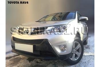 759 р. Зимняя заглушка решетки радиатора (верх) Стрелка11  Toyota RAV4  XA40 (2012-2015) 5 дв. дорестайлинг (черная)  с доставкой в г. Вологда. Увеличить фотографию 2