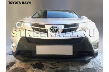 759 р. Зимняя заглушка решетки радиатора (низ) (Стандарт) Стрелка11  Toyota RAV4  XA40 (2012-2015) 5 дв. дорестайлинг (черная)  с доставкой в г. Вологда. Увеличить фотографию 2