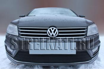 759 р. Зимняя заглушка решетки радиатора (Style) Стрелка11  Volkswagen Passat  B7 (2010-2015) седан, универсал (черная)  с доставкой в г. Вологда. Увеличить фотографию 2