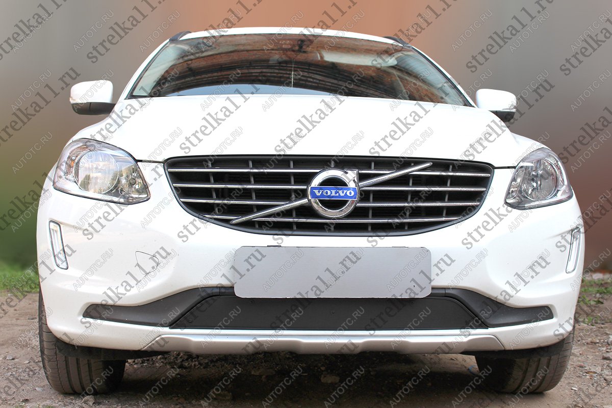 759 р. Зимняя заглушка решетки радиатора Стрелка11 Volvo XC60  рестайлинг (2013-2017) (черная)  с доставкой в г. Вологда