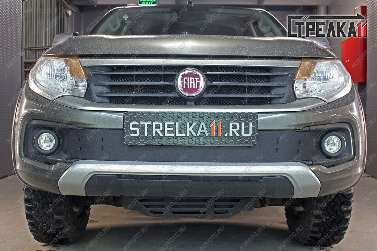1 879 р. Зимняя защита на стяжке (середина) Стрелка11  Fiat Fullback (2016-2018) (черная)  с доставкой в г. Вологда