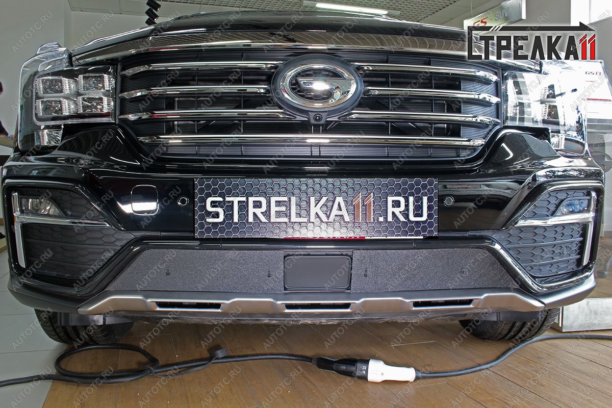 1 439 р. Зимняя защита на стяжке (GT)(низ с датчиком ACC)(низ) Стрелка11  GAC GS8 (2016-2023) (черная)  с доставкой в г. Вологда