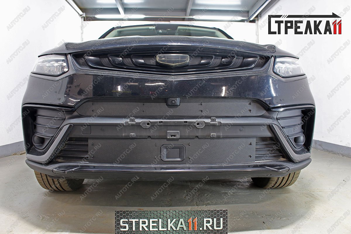 1 699 р. Зимняя защита на стяжке (низ) Стрелка11  Geely Tugella  FY11,HPBA4 (2019-2023) дорестайлинг (черная)  с доставкой в г. Вологда