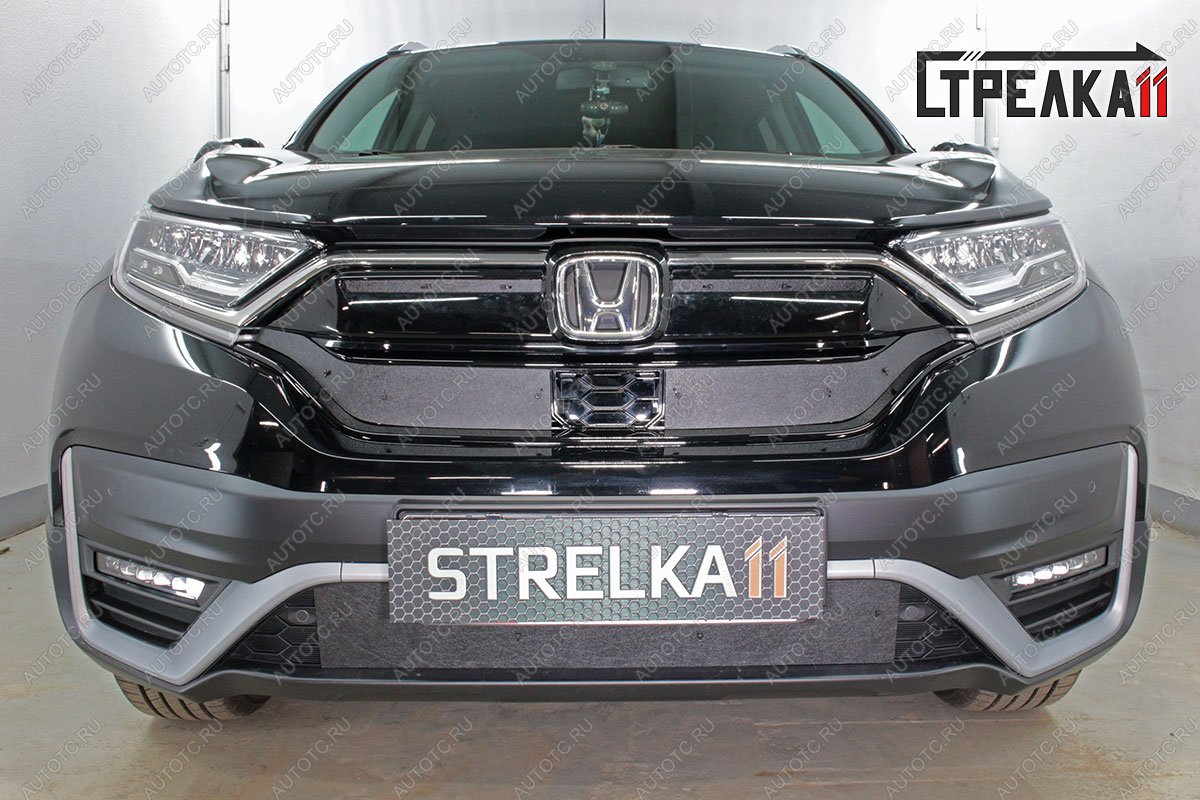 1 699 р. Зимняя защита на стяжке (верх 4 части) Стрелка11 Honda CR-V RW,RT рестайлинг (2019-2022) (черная)  с доставкой в г. Вологда