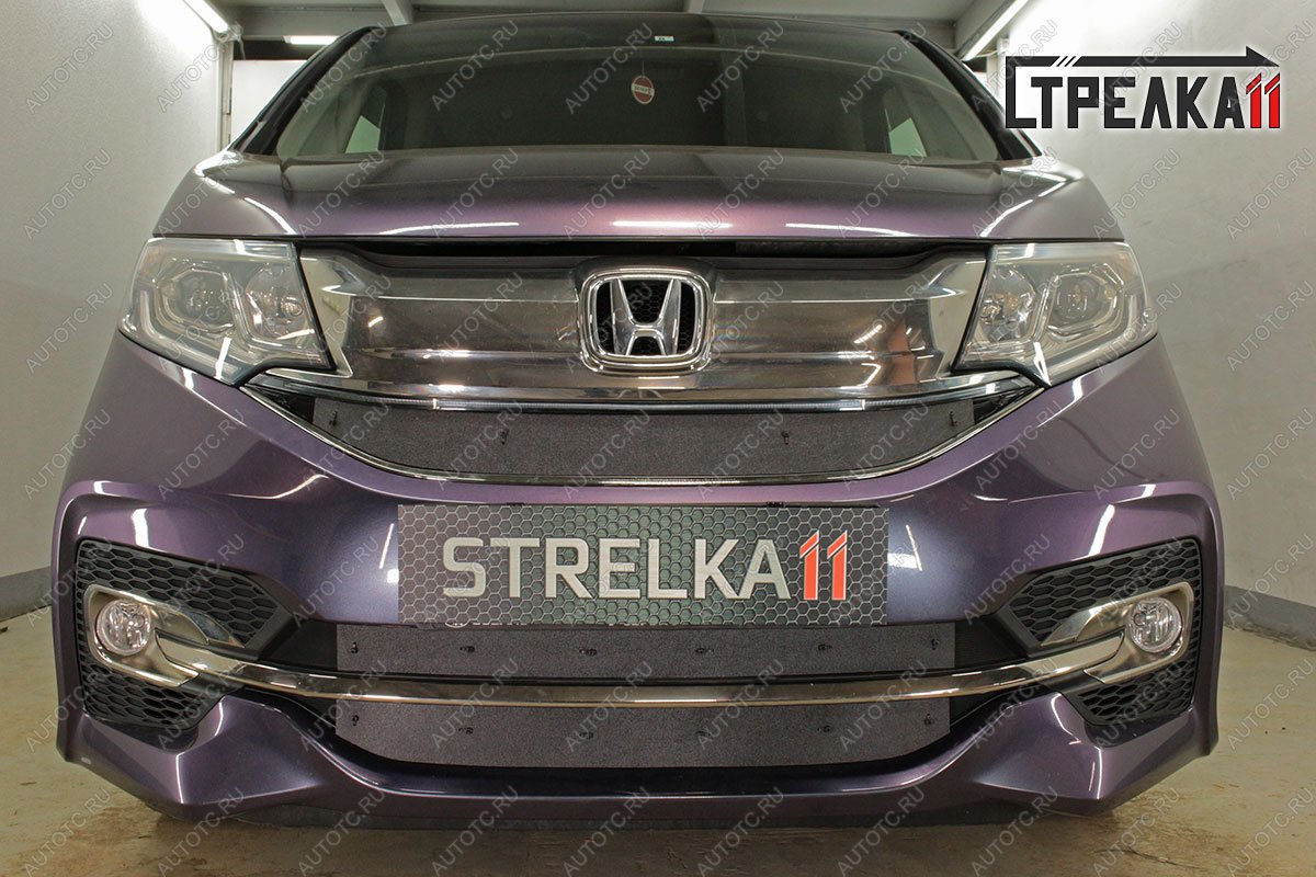 999 р. Зимняя защита на стяжке (верх) Стрелка11  Honda StepWagon  5 RP1,RP2, RP3, RP4 (2015-2017) минивэн дорестайлинг (черная)  с доставкой в г. Вологда