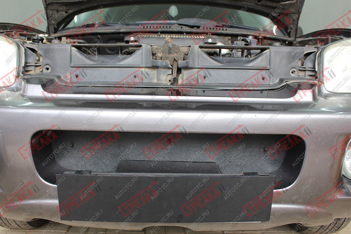 1 239 р. Зимняя защита на стяжке (низ) Стрелка11 Hyundai Santa Fe SM (2000-2012) (черная)  с доставкой в г. Вологда