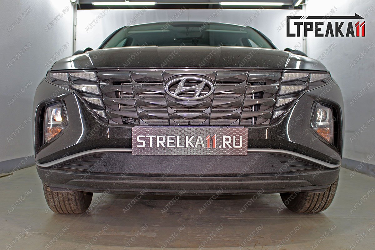 1 439 р. Зимняя защита на стяжке (низ) Стрелка11  Hyundai Tucson  NX4 (2020-2022) (черная)  с доставкой в г. Вологда