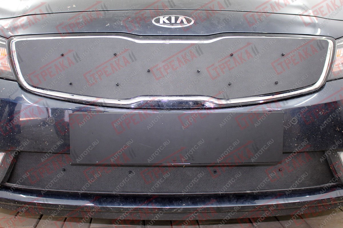 1 599 р. Зимняя защита на стяжке (верх) Стрелка11  KIA Cerato  3 YD (2016-2019) рестайлинг седан (черная)  с доставкой в г. Вологда