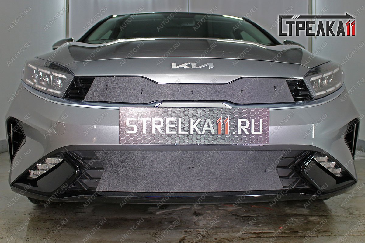 1 439 р. Зимняя защита на стяжке (верх) Стрелка11  KIA Cerato  4 BD (2021-2025) рестайлинг седан (черная)  с доставкой в г. Вологда