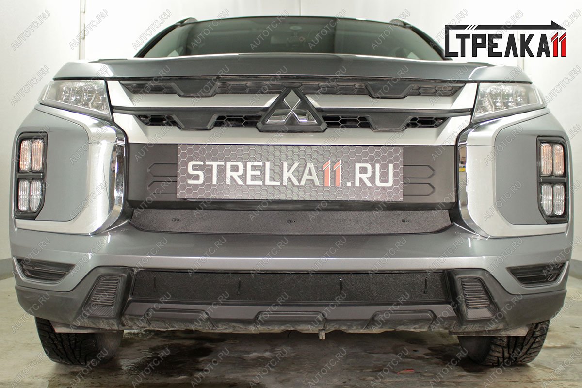 1 179 р. Зимняя защита на стяжке (низ) Стрелка11 Mitsubishi ASX 3-ий рестайлинг (2019-2025) (черная)  с доставкой в г. Вологда