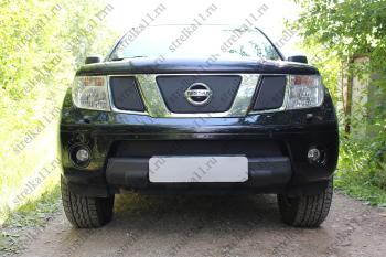 Зимняя защита на стяжке (верх) Стрелка11 Nissan Navara 2 D40 дорестайлинг (2004-2010) (черная)