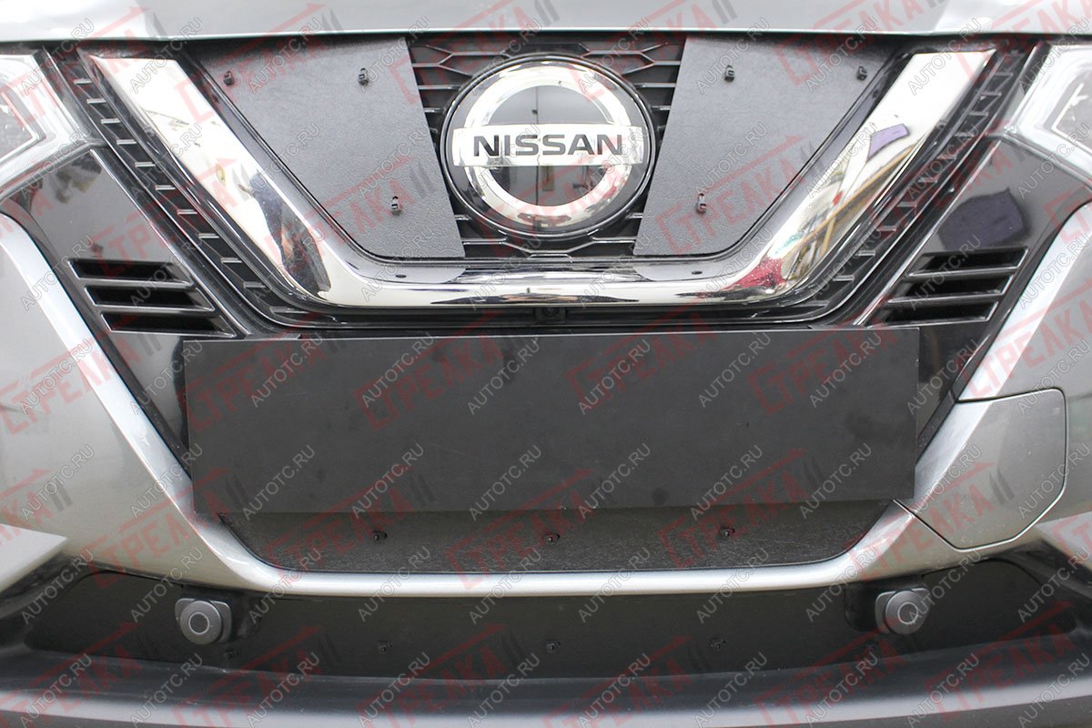1 179 р. Зимняя защита на стяжке (верх) Стрелка11 Nissan Qashqai 2 J11 рестайлинг (2017-2022) (черная)  с доставкой в г. Вологда