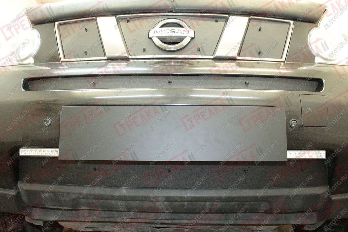 1 799 р. Зимняя защита на стяжке (верх 3 части) Стрелка11  Nissan X-trail  2 T31 (2007-2011) дорестайлинг (черная)  с доставкой в г. Вологда
