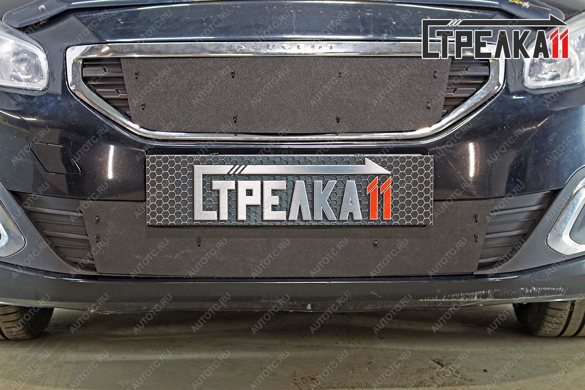 1 769 р. Зимняя защита на стяжке (низ) Стрелка11 Peugeot 408 рестайлинг (2015-2022) (черная)  с доставкой в г. Вологда